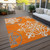 8' X 10' Orange Gray And Ivory Floral Medallion Washable Indoor Outdoor Area Rug