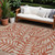 8' X 10' Orange And Ivory Floral Washable Indoor Outdoor Area Rug