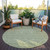 8' Green And Ivory Round Chevron Washable Indoor Outdoor Area Rug