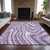 9' X 12' Lavender Purple And Ivory Abstract Washable Indoor Outdoor Area Rug