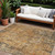 10' X 14' Copper And Brown Abstract Washable Indoor Outdoor Area Rug