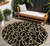 8' Black And Gold Round Geometric Washable Indoor Outdoor Area Rug