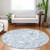 8' Sky Blue Denim Blue And Ivory Round Paisley Washable Indoor Outdoor Area Rug