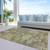 8' X 10' Artichoke Green Coral And Brown Floral Washable Indoor Outdoor Area Rug