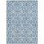 10' X 14' Denim Blue And Ivory Geometric Washable Indoor Outdoor Area Rug