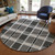 8' Black Gray And Brown Round Plaid Washable Indoor Outdoor Area Rug