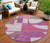 8' Blush And Mauve Round Geometric Washable Indoor Outdoor Area Rug