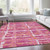 9' X 12' Blush Pink And Orange Striped Washable Indoor Outdoor Area Rug