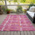 9' X 12' Blush Pink And Orange Striped Washable Indoor Outdoor Area Rug