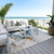 8' X 10' Sky Blue And Copper Abstract Washable Indoor Outdoor Area Rug
