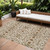 8' X 10' Ivory Brown And Red Floral Washable Indoor Outdoor Area Rug