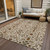 8' X 10' Ivory Brown And Red Floral Washable Indoor Outdoor Area Rug