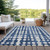 8' X 10' Navy Blue And Ivory Abstract Washable Indoor Outdoor Area Rug