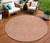 8' Copper And Ivory Round Geometric Washable Indoor Outdoor Area Rug