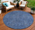 8' Navy Blue And Blue Round Southwestern Washable Indoor Outdoor Area Rug