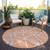 8' Salmon And Ivory Round Geometric Washable Indoor Outdoor Area Rug