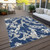 8' X 10' Navy Blue Gray And Ivory Abstract Washable Indoor Outdoor Area Rug