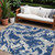 8' X 10' Navy Blue Gray And Ivory Abstract Washable Indoor Outdoor Area Rug