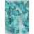 9' X 12' Teal Floral Washable Non Skid Indoor Outdoor Area Rug
