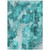 9' X 12' Teal Floral Washable Non Skid Indoor Outdoor Area Rug
