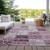 9' X 12' Mountbatten Pink Patchwork Washable Non Skid Indoor Outdoor Area Rug