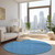 8' Round Blue Round Geometric Washable Non Skid Indoor Outdoor Area Rug