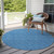 8' Round Blue Round Geometric Washable Non Skid Indoor Outdoor Area Rug