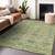 10' X 14' Mint Green Brown And Gray Floral Washable Indoor Outdoor Area Rug