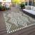 10' X 14' Taupe And Ivory Geometric Washable Indoor Outdoor Area Rug