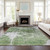 9' X 12' Green And Gray Abstract Washable Indoor Outdoor Area Rug