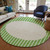8' Green And Gray Round Striped Washable Indoor Outdoor Area Rug