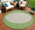8' Green And Gray Round Striped Washable Indoor Outdoor Area Rug