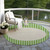 8' Green And Gray Round Striped Washable Indoor Outdoor Area Rug
