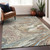 9' X 12' Beige Pink And Blue Abstract Washable Indoor Outdoor Area Rug