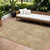 9' X 12' Khaki And Brown Damask Washable Indoor Outdoor Area Rug
