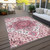 9' X 12' Pink Ivory And Gray Oriental Washable Indoor Outdoor Area Rug