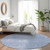 8' Sky Blue And Ivory Round Floral Washable Indoor Outdoor Area Rug