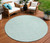 8' Aqua And Ivory Round Geometric Washable Indoor Outdoor Area Rug
