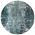 8' Teal Blue Gray And Charcoal Round Abstract Washable Indoor Outdoor Area Rug