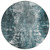 8' Teal Blue Gray And Charcoal Round Abstract Washable Indoor Outdoor Area Rug