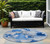 2' X 8' Navy Blue Round Abstract Washable Indoor Outdoor Area Rug