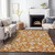 8' X 10' Copper Green And Gray Floral Washable Indoor Outdoor Area Rug