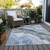 9' X 12' Blue And Silver Abstract Washable Indoor Outdoor Area Rug