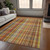 8' X 10' Orange Plaid Washable Non Skid Indoor Outdoor Area Rug