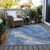 9' X 12' Blue Gold And Ivory Abstract Washable Indoor Outdoor Area Rug