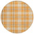 8' Orange Blue And Ivory Round Plaid Washable Indoor Outdoor Area Rug