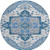 8' Blue Gray And Ivory Round Oriental Washable Indoor Outdoor Area Rug