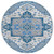 8' Blue Gray And Ivory Round Oriental Washable Indoor Outdoor Area Rug