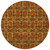 8' Round Orange and Rust Round Floral Medallion Washable Non Skid Indoor Outdoor Area Rug