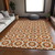 8' X 10' Orange Beige And Copper Floral Medallion Washable Indoor Outdoor Area Rug